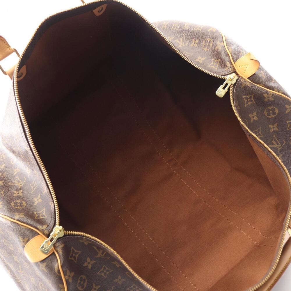 LOUIS VUITTON Authentic Brown Monogram Leather Keepall 60 Boston Bag - Picture 3 of 10